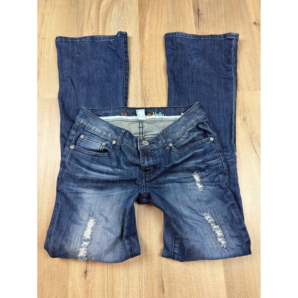 Vintage Y2K Low Rise Mudd Distressed Boot Cut Jeans Medium Wash Bootcut Size 5